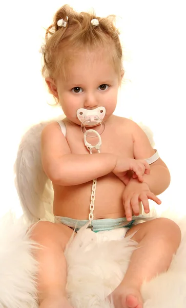 Ładny Mały Anioł Biały — Zdjęcie stockowe