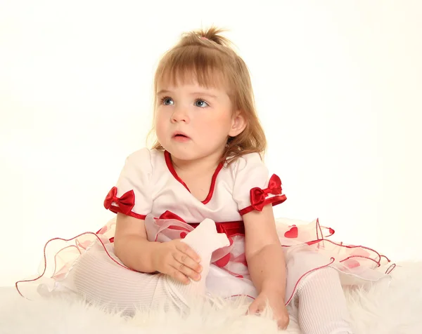 Cute Little Girl White — Stock Photo, Image