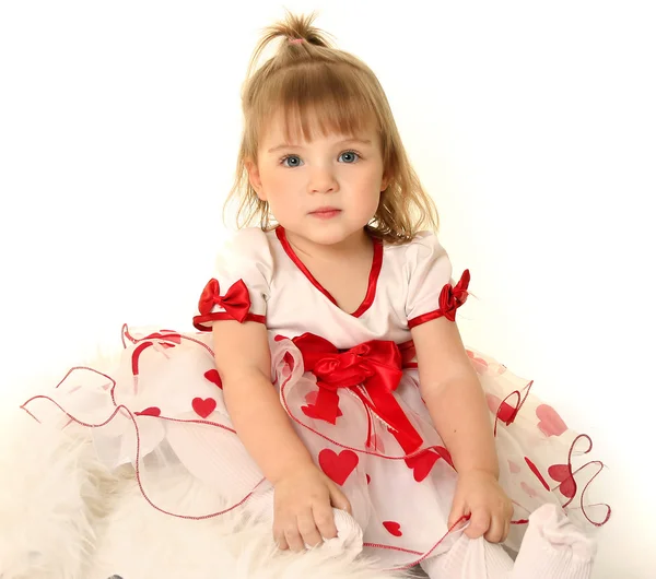 Χαριτωμένο Κοριτσάκι Λευκό — Φωτογραφία Αρχείου