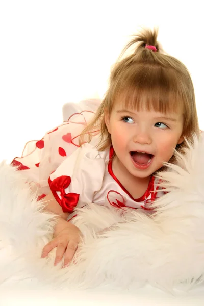 Cute Little Girl White — Stock Photo, Image