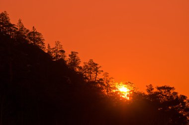 Günbatımında bir kış manzarası