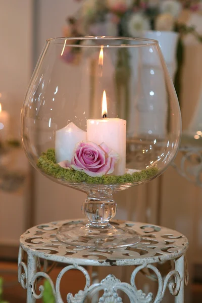 Candle in the glass bowl — Stock Photo, Image