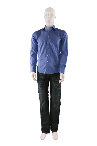 Mužské figurína oblečená v košili a džínách — Stock fotografie