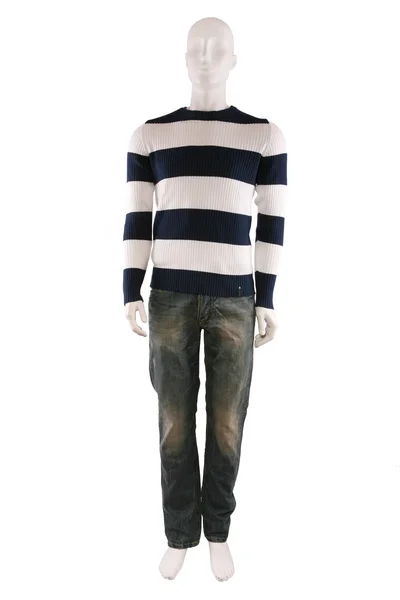 Мужской манекен, одетый в свитер и джинсы — стоковое фото