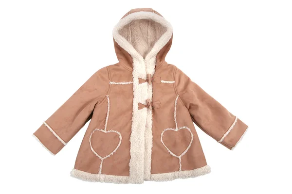 Детское кожаное пальто с мехом — стоковое фото