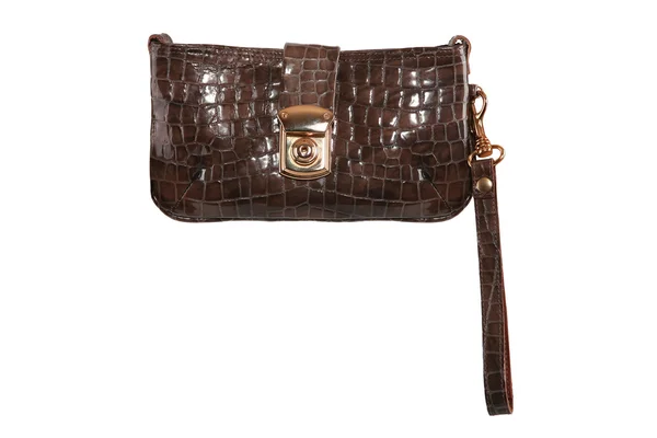 Bolsa de couro de crocodilo marrom de luxo — Fotografia de Stock