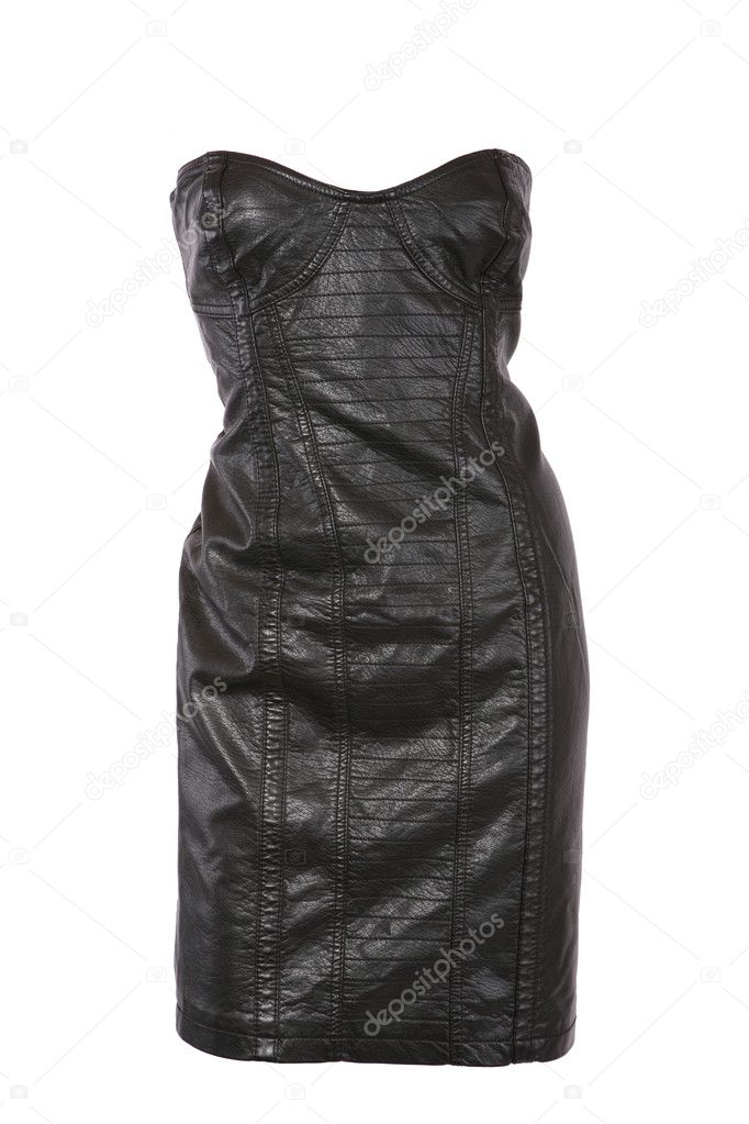 Strapless leather dress