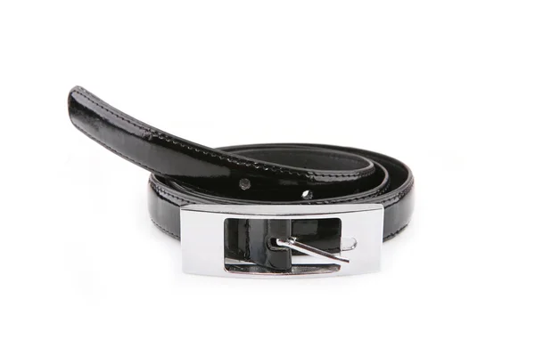 Cinturão feminino preto isolado em branco — Fotografia de Stock