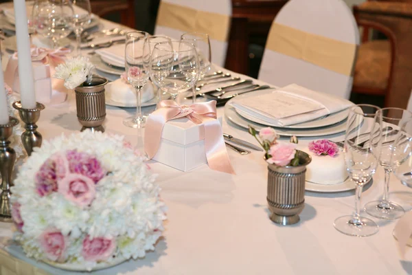 Elegante Tabel Setting Voor Een Bruiloft Diner Evenementen — Stockfoto