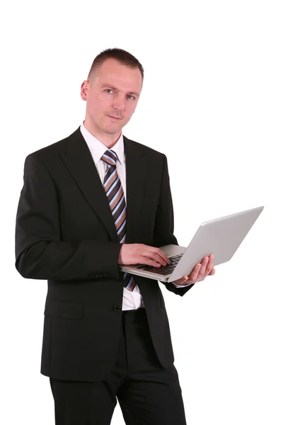 Genç businessmanwith dizüstü bilgisayar — Stok fotoğraf