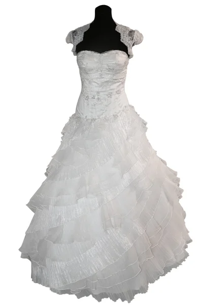 白で隔離されるマネキンのウェディング ドレス — ストック写真