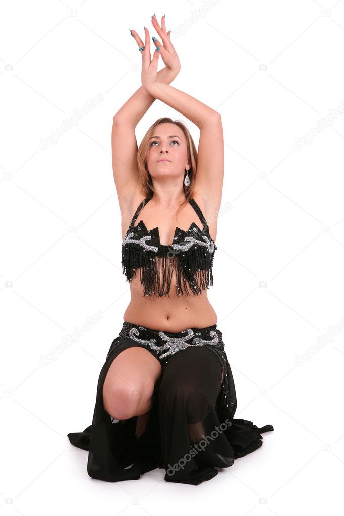 Beautiful belly dancer performing