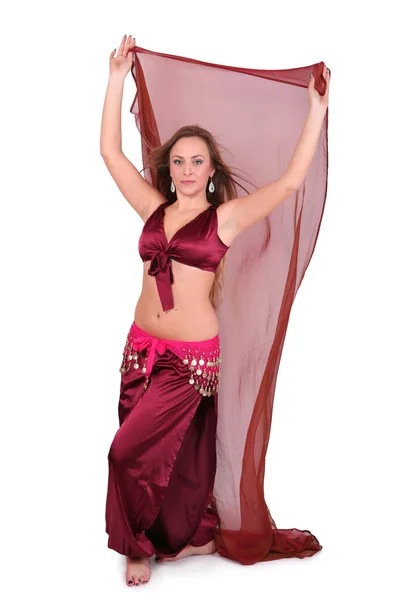 Beautiful belly dancer with long blond hair — Stock Photo, Image