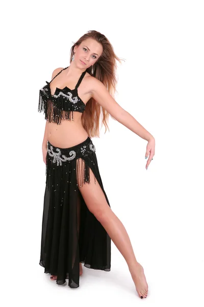 Attraente ballerina ventre con lunghi capelli biondi — Foto Stock