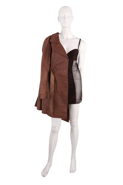 Манекен одет в кожаную куртку и корсет — стоковое фото