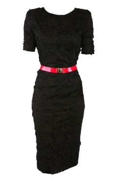 Black designer dress with red belt clipart