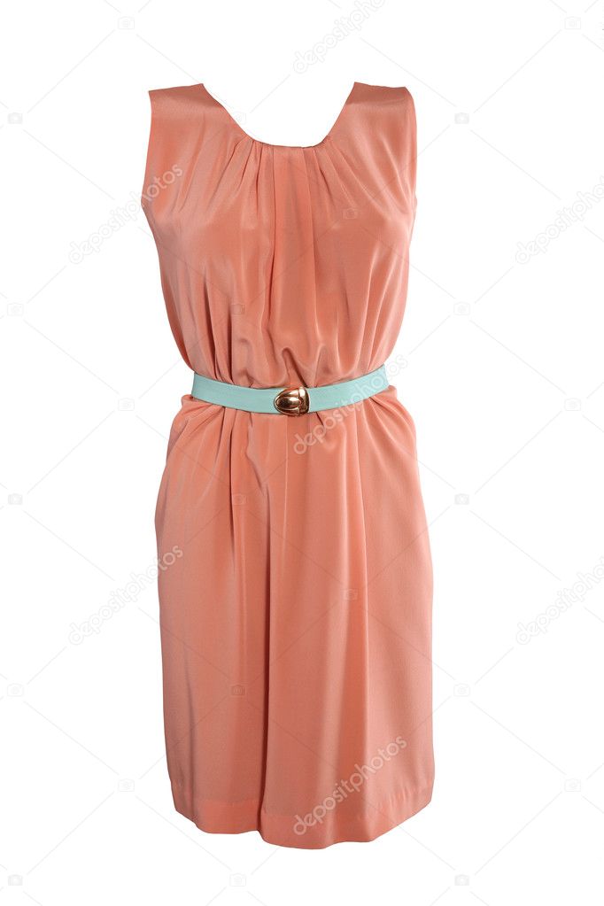 Peach color dress with turquoise dress