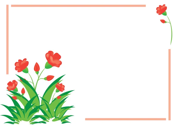 Cartão de vetor com flora vermelha e verde —  Vetores de Stock