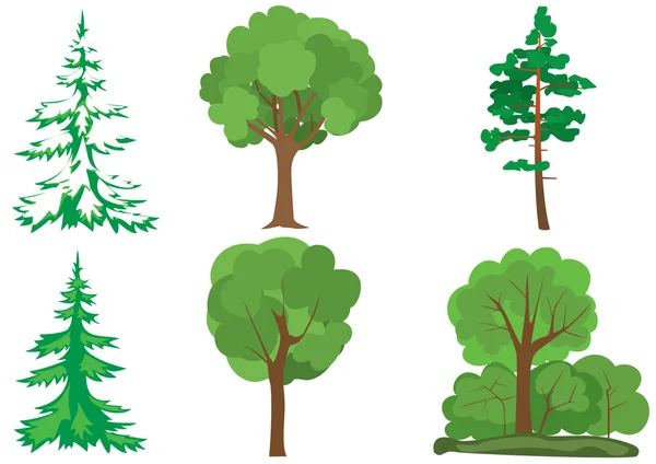 Sada vektorové zelených stromů — Stockový vektor