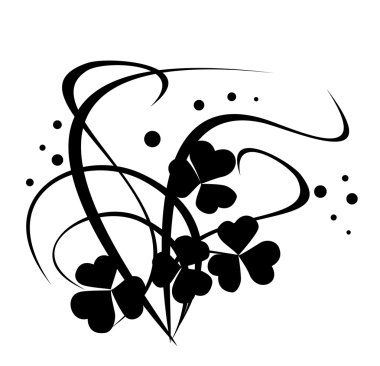 Beyaz üstüne siyah vektör çiçek Çizim