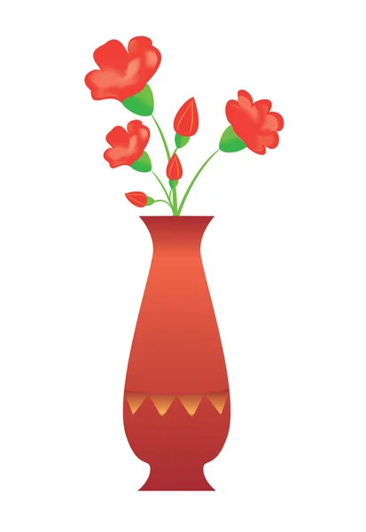 Vetor vaso alto com flores vermelhas —  Vetores de Stock