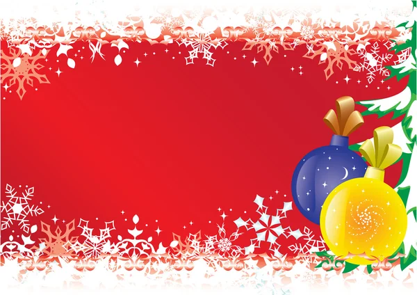 Cartão de Natal vermelho vetorial com flocos de neve — Vetor de Stock