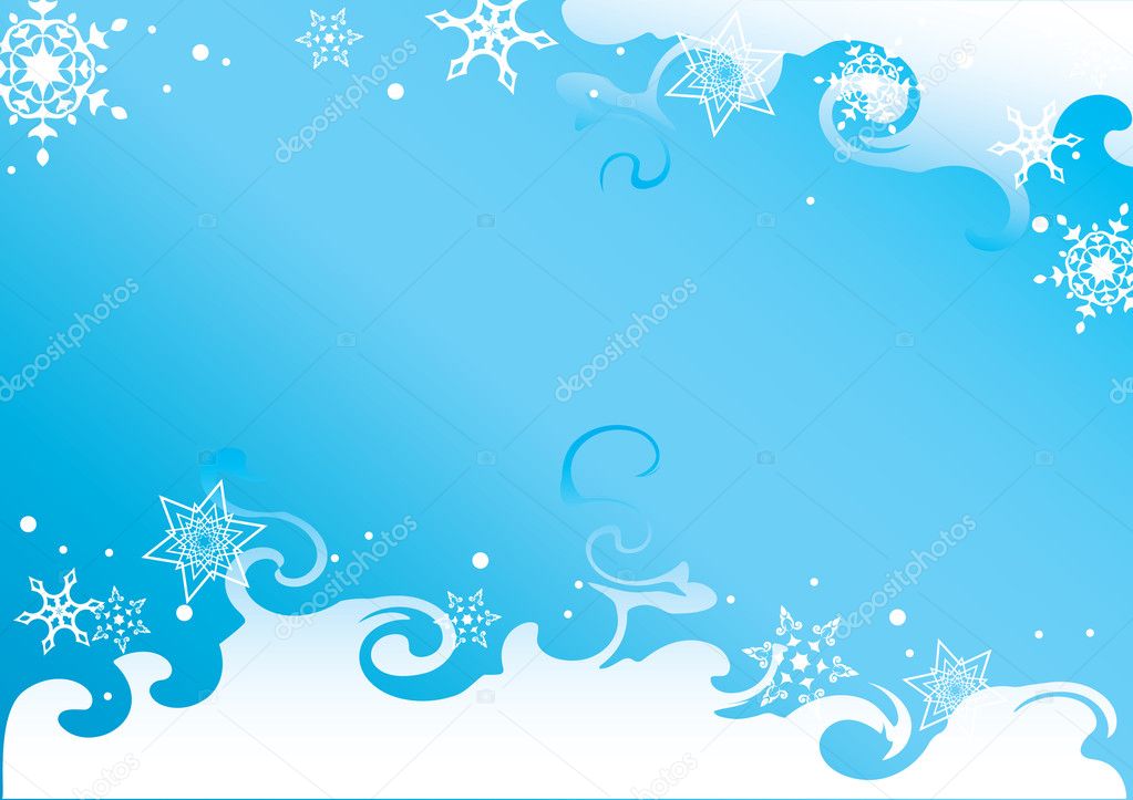White and blue vector card with snowflakes