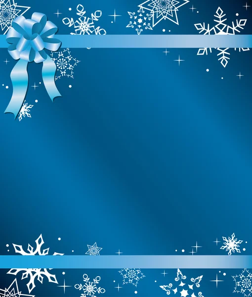 Vector blue christmas card with ribbon — Stock Vector