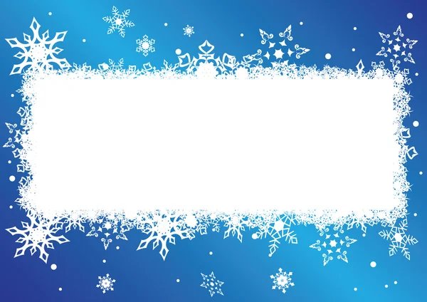 Tarjeta Vector azul y blanco con copos de nieve — Vector de stock