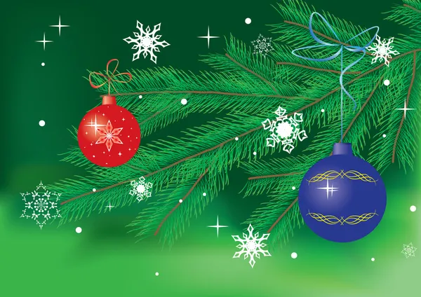 Tarjeta verde vectorial con decoración navideña — Vector de stock