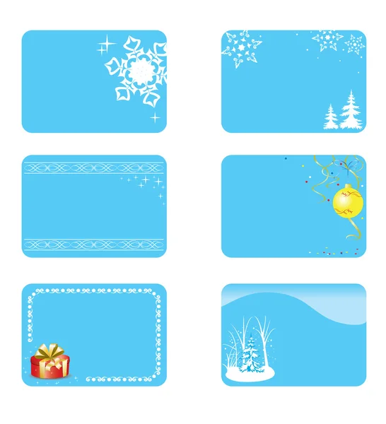 Διανυσματικά μπλε Χριστουγεννιάτικες κάρτες με διακοσμήσεις — Διανυσματικό Αρχείο