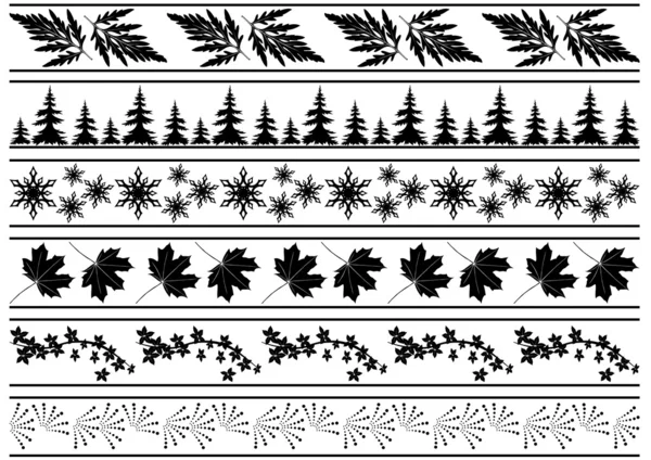 Set of vector black borders with design elements — Stock Vector