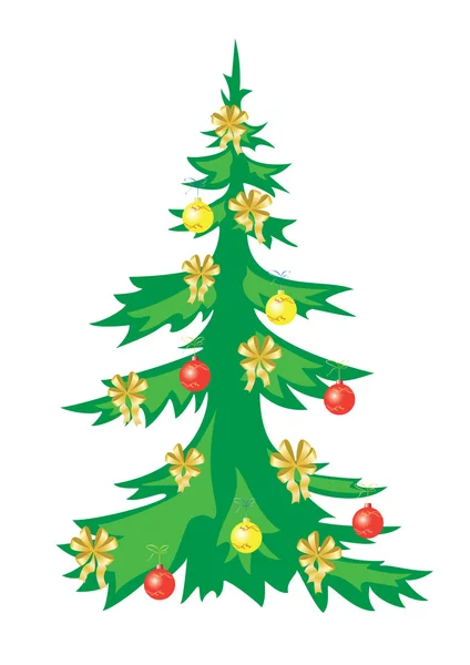 Vektor-Weihnachtsbaum mit Dekorationen — Stockvektor