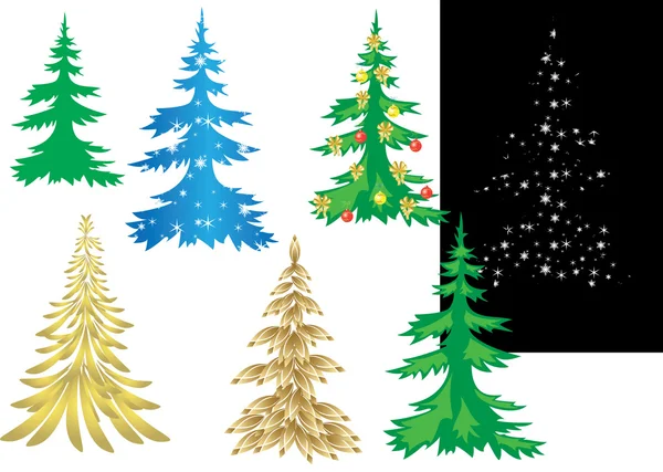 Conjunto de árvores de Natal criativas vetoriais — Vetor de Stock