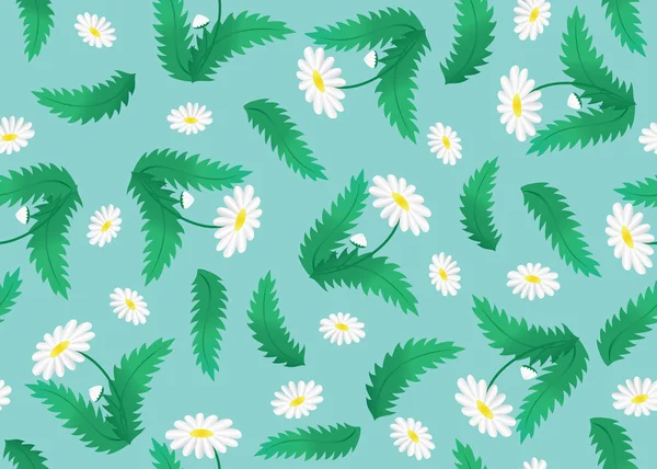 Vector floral patrón verde con flores — Archivo Imágenes Vectoriales