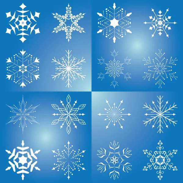 Set vector mooie sneeuwvlokken — Stockvector