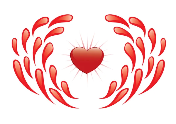 Illustrazione vettoriale cuore e gocce di sangue — Vettoriale Stock