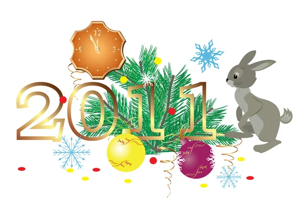 2011 vektör çizim ve süslemeler ve tavşan — Stok Vektör