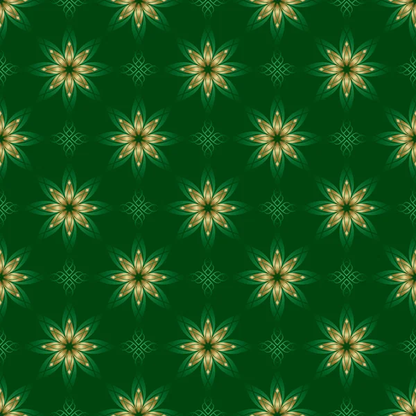 Vektor dunkelgrüne Textur mit goldenen und grünen Elementen — Stockvektor
