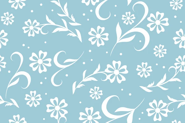 Vector seamless blue floral pattern with circles — Stock Vector