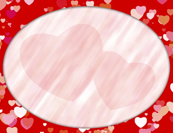 Röd oval ram med hjärtan — Stockfoto
