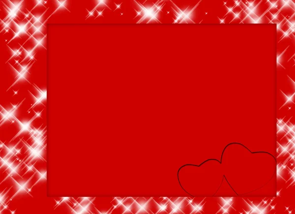 Ilustração - cartão romântico vermelho com estrelas — Fotografia de Stock
