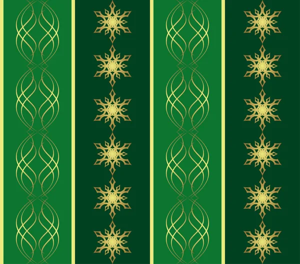 Vector patrón verde con copos de nieve — Archivo Imágenes Vectoriales