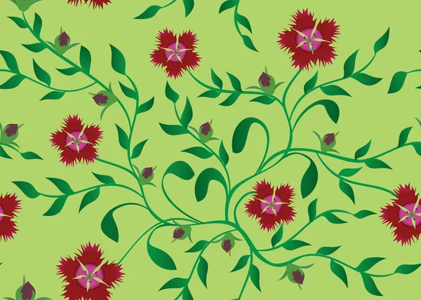 ベクトル緑シームレスな花柄のテクスチャ — ストックベクタ