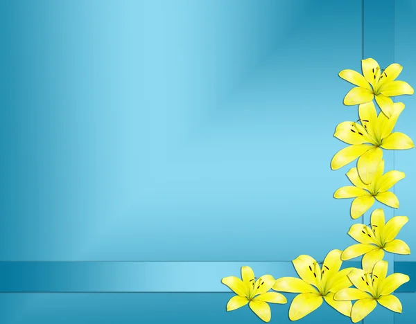 Karta wstążki i żółte kwiaty — Zdjęcie stockowe