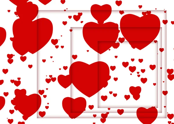 Abstrakta illustrationen med röda hjärtan och skuggor — Stockfoto
