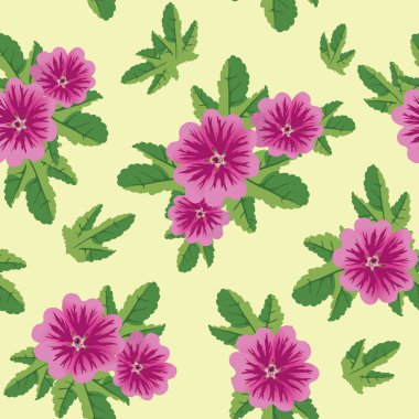 Vector seamless floral texture with malva flowers clipart