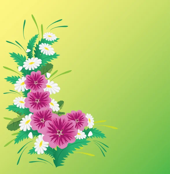 Carte Vectorielle Avec Fleurs Roses Blanches — Image vectorielle