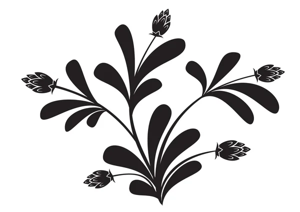 黑色矢量轮廓的花卉元素 — 图库矢量图片