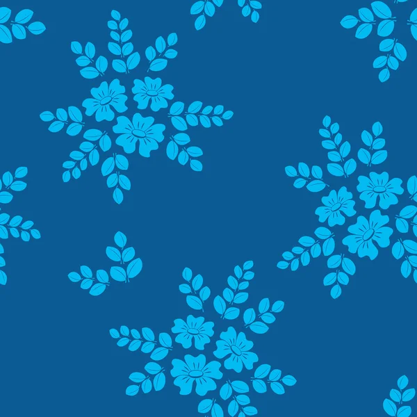 Vecteur Bleu Foncé Motif Floral Sans Couture — Image vectorielle